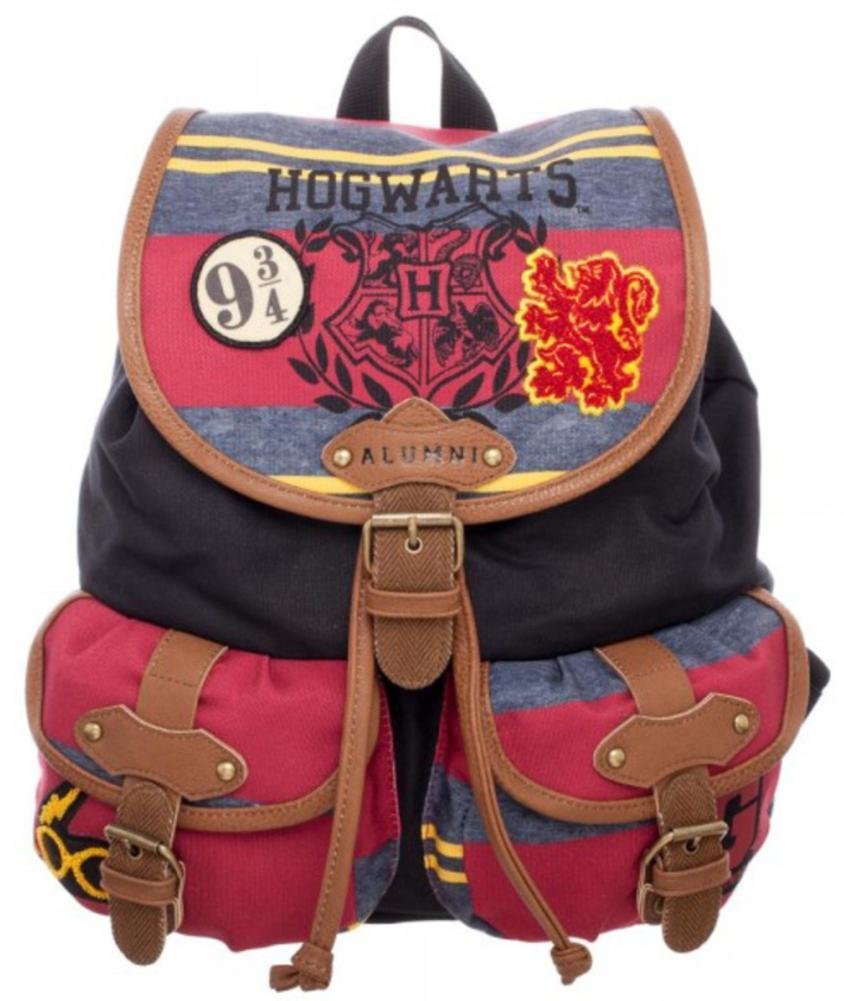 Bunter Harry Potter Rucksack mit Hogwarts-Wappen und Aufnäher