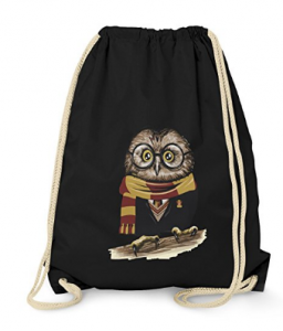 Süße Eule mit Brille, Umhang und Gryffindor-Schal